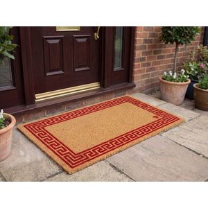 Covor intrare antiderapant, model grecesc, rosu, poliester si cauciuc termoplastic, 40x65cm, Eco Cocco Classico imagine