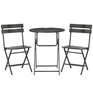 Outsunny Set Mobilier de Grădină 3 Piese pentru Terasă, Oțel și HDPE, Design Modern, Gri Închis | Aosom Romania imagine