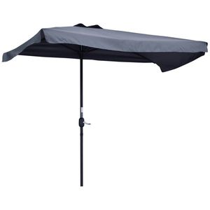 Outsunny Umbrelă Compactă Semicirculară cu Manivelă, Ideală pentru Spații Mici, 230x130x249cm, Gri | Aosom Romania imagine