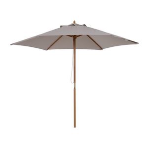 Outsunny Umbrelă de Grădină 2.5x2.3m Parasolar cu 6 Nervuri din Lemn și Poliester Crem | Aosom Romania imagine