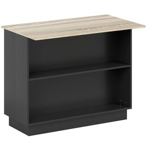 HOMCOM Insulă de Bucătărie cu Bar, Cărucior de Bucătărie cu 2 Compartimente Deschise și 2 Dulapuri, 105x60x82 cm, Negru | Aosom Romania imagine