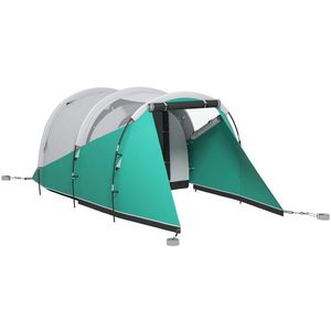 Outsunny Cort de Camping Impermeabil pentru 2-4 Persoane cu Cameră Separată, Cort Tunel cu Geantă de Transport, 460x260x190 cm, Verde | Aosom Romania imagine