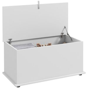 HOMCOM Bancă de Depozitare cu Balamale de Siguranță și Capac, 80x40x40 cm, Alb | Aosom Romania imagine