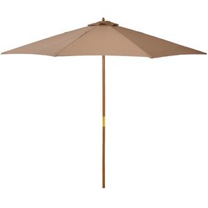 Outsunny Umbrelă de Grădină cu Șnur și Deschidere Reglabilă, Ø300x250 cm, Kaki | Aosom Romania imagine