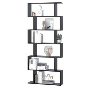 HOMCOM Bibliotecă din Lemn, Design Modern cu 6 Rafturi, 80x23x192 cm, Negru | Aosom Romania imagine
