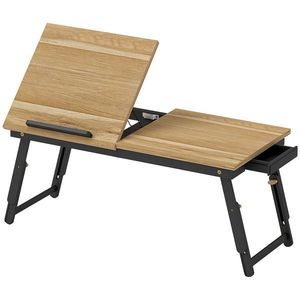 HOMCOM Suport Laptop Înclinabil, cu Înălțime Reglabilă și Sertar Lateral, 86x33x22, 5-32 cm, Negru | Aosom Romania imagine