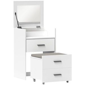 HOMCOM Masă de Machiaj Alb Masă de Toaletă cu Oglindă Rabatabilă, Taburet Detașabil și Lavabil, 50x41.5x75 cm | Aosom Romania imagine