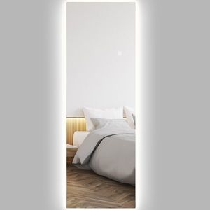 HOMCOM Mare oglindă de perete LED oglindă de lungime întreagă 3 culori de lumină reglabile funcție de memorie 120 x 40 cm transparent | Aosom Romania imagine