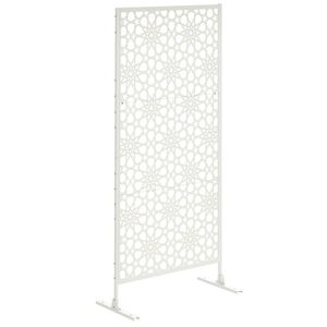 Outsunny Panou paravan de protecție decorativ exterior alb cu model din metal, 92 x 45 x 198 cm | Aosom Romania imagine