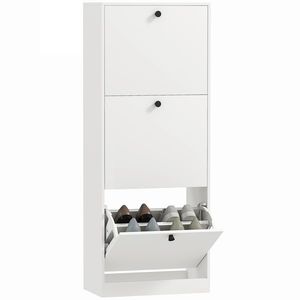 Mobilier pentru pantofi HOMCOM, 3 sertare, pentru pana la 12 perechi de pantofi, PAL, Alb | Aosom Romania imagine