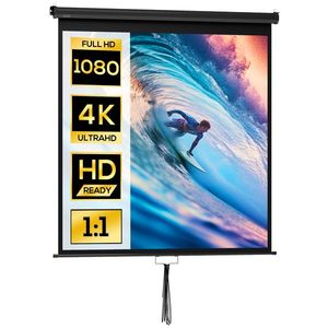 HOMCOM Ecran de proiecție TV și Home Cinema de 85 de inci video proiector 1: 1 4K HD, 146L x 146Î cm | Aosom Romania imagine