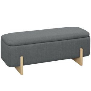 HOMCOM Bancă de depozitare, căptușită cu spumă, aspect de in, 111 x 44 x 44, 5 cm, gri închis | Aosom Romania imagine