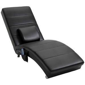 HOMCOM Relaxliege cu funcție de masaj, fotoliu de lounge ergonomic cu spătar înalt, cu funcție de masaj și pernă cu design Zero-G, fotoliu de lounge din piele ecologică, metal, spumă, negru, 58 x 163 x 87 cm | Aosom Romania imagine