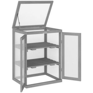 Outsunny Seră, Frigider, transparent, potrivită pentru exterior, lemn+policarbonat, 58 x 44 x 78cm | Aosom Romania imagine