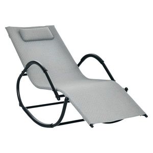 Outsunny Șezlong cu design contemporan, rocking chair ergonomic cu tetieră detasabilă, brațe și suport pentru picioare, acoperire textilen | Aosom Romania imagine