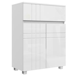 kleankin Mobilier de depozitare pentru baie pe picioare dulap 2 uși 1 sertar, raft reglabil, alb lacuit | Aosom Romania imagine