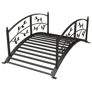 Outsunny Pod de grădină - pod de bazine - decor grădină dim. 119L x 67l x 47H cm cu balustradă motive de viță de vie oțel negru | Aosom Romania imagine