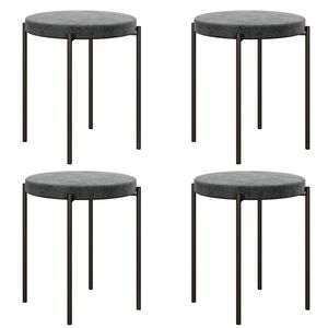 HOMCOM Set de 4 taburete de bucătărie, empilabile, stil catifea, până la 100 kg, cadru din oțel, 41, 5 x 41, 5 x 46 cm, Gri închis | Aosom Romania imagine