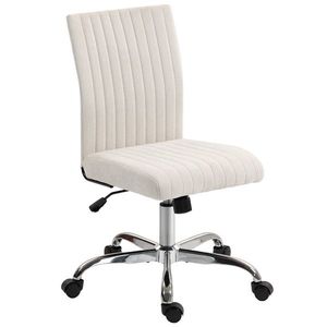 HOMCOM Scaun de birou fără accoudoirs, fauteuil de birou, înălțime reglabilă și pivotant 360°, 43 x 56 x 78-88 cm, crem | Aosom Romania imagine