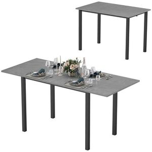 HOMCOM Masă de dining extensibilă masă de bucătărie design modern cu blat mare 6 persoane cadrul din oțel gri închis | Aosom Romania imagine