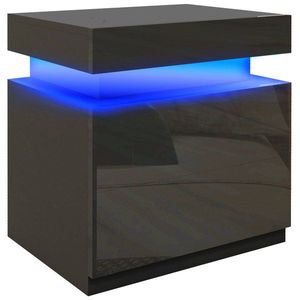 HOMCOM Masă de noapte neagră cu lumină LED, Front lucios cu 2 sertare, pentru Sufragerie, Dormitor | Aosom Romania imagine