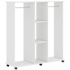 HOMCOM Dulap-penderie mobilier de depozitare mobil 6 roți 120 x 40 x 128 cm din lemn alb | Aosom Romania imagine