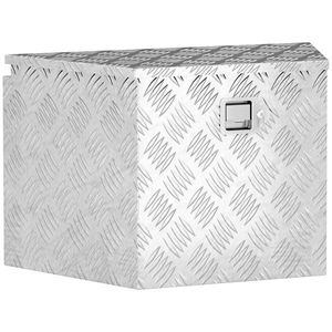 HOMCOM Cutie de scule pentru remorcă cutie de depozitare din aluminiu cu încuietoare formă trapezoidală 73, 7 x 41 x 46 cm argintiu | Aosom Romania imagine
