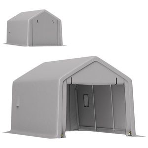 Outsunny Carport cort garaj 3 x 5, 2 m, abriu mașină exterior carport pentru mașină cu ușă ruletă detașabilă gri | Aosom Romania imagine