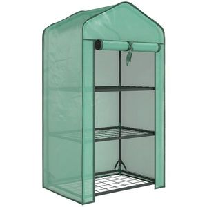 Outsunny Seră de grădină cu 3 rafturi, seră de balcon, prelată PE întărită, cadru din oțel, 59 x 39 x 127 cm, verde | Aosom Romania imagine