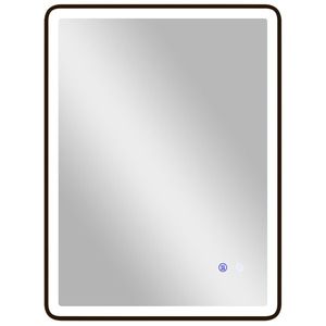 HOMCOM Oglindă baie LED Anti-aburire Oglindă machiaj dimabilă cu iluminare 80 x 60 cm Ramă neagră | Aosom Romania imagine