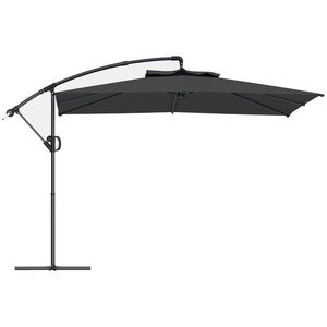 Outsunny Umbrelă laterală pătrată 3 x 3 m cu manivelă, bază încrucișată, umbrelă înclinabilă rotire la 360° țesătură 180 g/m² gri închis | Aosom Romania imagine