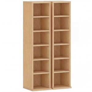 HOMCOM Set de 2 Mobili Suport CD cu Polițe Reglabile, Raft pentru 204 CD-uri Compact, Mobilier cu 12 Compartimente, pentru Living, Dormitor, Birou, 21x22, 5x88, 5cm, Culoare Lemn | Aosom Romania imagine