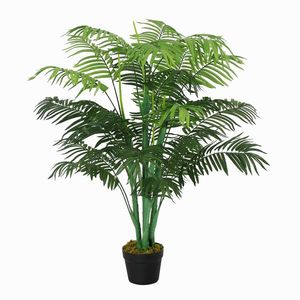 Outsunny Palmier artificial 125 cm, plantă artificială mare cu 18 frunze în ghiveci pentru living și balcon | Aosom Romania imagine
