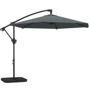 Outsunny Umbrelă de Grădină Offset 3x3 m, Umbrelă de Exterior cu Greutăți Reumplibile, Bază în Formă de Cruce, Sistem de Blocare, Manivelă, pentru Piscină Terasă, UV 30+, Gri Închis | Aosom Romania imagine