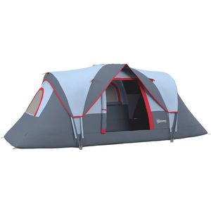 Outsunny Cort pentru Camping pentru 5-6 Persoane, Rezistent la Apa 3000mm si Protectie UV, Stalpi din fibra de sticla, 4.55x2.3x1.8m, Gri | Aosom Romania imagine