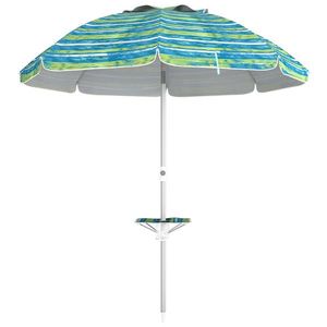 Outsunny Umbrelă de plajă înclinabilă rotundă Ø 190 cm - masă cu suport pentru pahare - sac de transport inclus, protecție UV50+ | Aosom Romania imagine