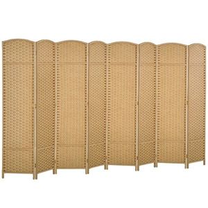 HOMCOM Separator de camere 8 părți pliabil, Divizor de spații, Divizor pentru sufragerie, Dormitor, Birou de acasă, Lemn natural | Aosom Romania imagine