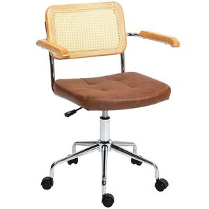 HOMCOM Scaun de birou fotoliu de birou funcție basculantă înălțime reglabilă șezut pivotant 60l x 55, 5P x 82-90H cm maro | Aosom Romania imagine