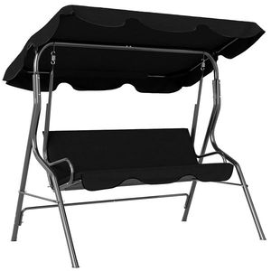 Outsunny Balansoar de Grădină 3 Locuri cu Acoperiș Reglabil și Perne Moi din Poliester, Capacitate 240 kg, 170x110x153 cm, Negru | Aosom Romania imagine