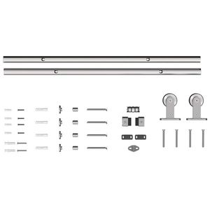 HOMCOM 152CM Kit feronerie ușă culisantă tip hambar, șină pentru ușă lățime 76 cm, grosime 30 mm, argintiu | Aosom Romania imagine