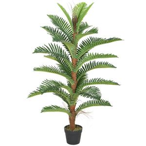 HOMCOM Palmier artificial 120 cm cu 24 frunze din PEVA, plantă decorativă cu ghiveci din plastic, verde | Aosom Romania imagine