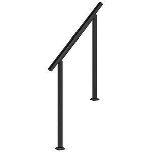 Outsunny Mână curentă exterioară pentru 1 la 3 trepte, mână curentă metalică pentru scări cu kit de instalare, negru | Aosom Romania imagine