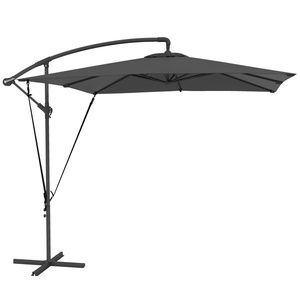 Outsunny Umbrelă de Grădină Suspendată 2.47x2.47 m, Umbrelă de Exterior cu Bază în Cruce, Corzi Antivânt, Gri Închis | Aosom Romania imagine