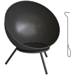 Outsunny Bol pentru foc 60 x 53 x 66cm reglabil focar cu cârlig grilaj pentru cărbuni suport Negru | Aosom Romania imagine