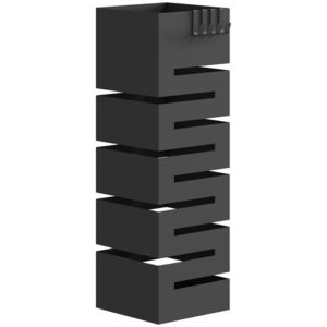 HOMCOM Suport umbrele, stativ metalic pentru umbrele, suport freestanding pentru umbrele cu cârlige și tavă de scurgere, capacitate 8 umbrele, negru | Aosom Romania imagine