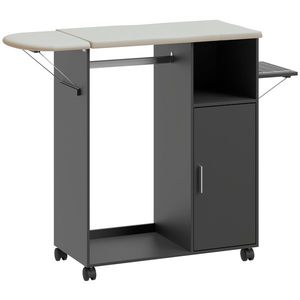 HOMCOM Dulap Masa Calcat – 3 Rafturi, Blat Burete & Ghidaj Rufe | Aosom Romania imagine