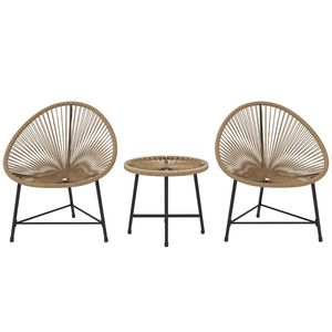 Outsunny Set din Ratan din 3 Piese cu Scaune și Măsuță de Cafea, 72x68x81 cm, Natural | Aosom Romania imagine