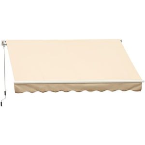 Outsunny Perdea Parasolar Rulou de Perete pentru Exterior, Impermeabilă, din Aluminiu și Poliester, 3x2.5m, Bej | Aosom Romania imagine