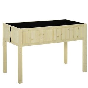 Outsunny Jardinieră Înălțată Rabatabilă, Realizată din Lemn de Brad cu 4 Orificii de Drenaj, pentru Grădină, Terasă sau Balcon, 115x56x76 cm, Culoare Lemn | Aosom Romania imagine