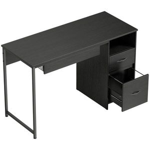 HOMCOM Birou Gaming Industrial, 120x52, 3cm Stație Gaming cu Suport Tastatură, Compartiment Deschis și Sertare pentru Documente Format A4 Letter Legal, Masă Computer pentru Birou Acasă, Negru | Aosom Romania imagine